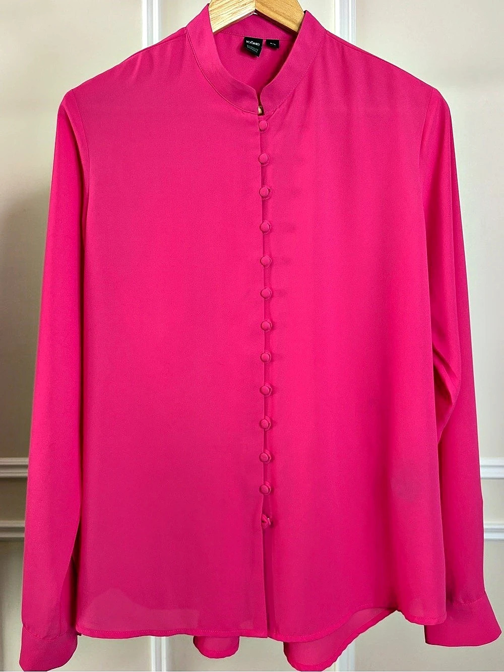 I.C.O.N.E. Vibrant Pink Button-Front Blouse